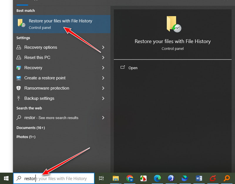 Restore-Your Files with File History