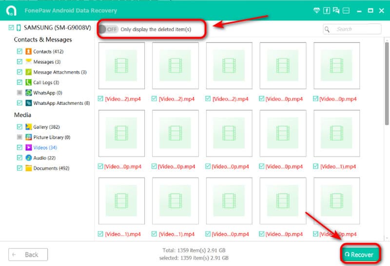 Click Recover to Start Recovery
