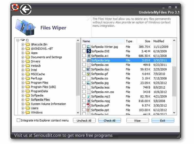 Screenshot van UndeleteMyFiles