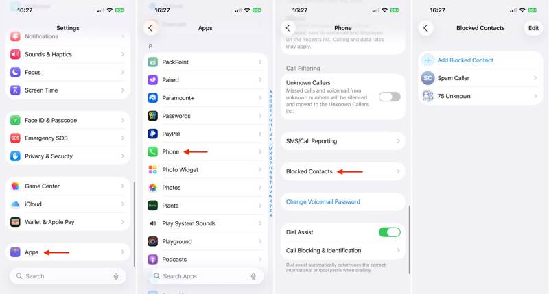 Geblokkeerd telefoonnummer