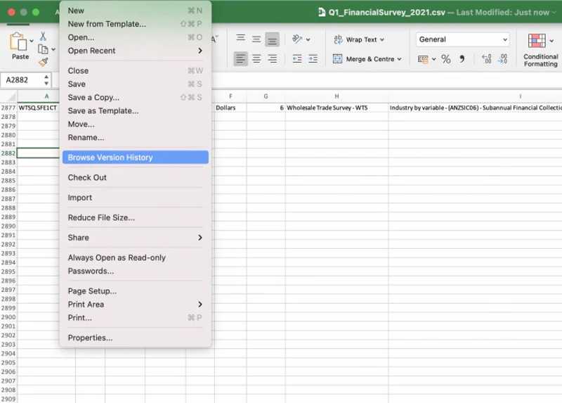 Browse Version History