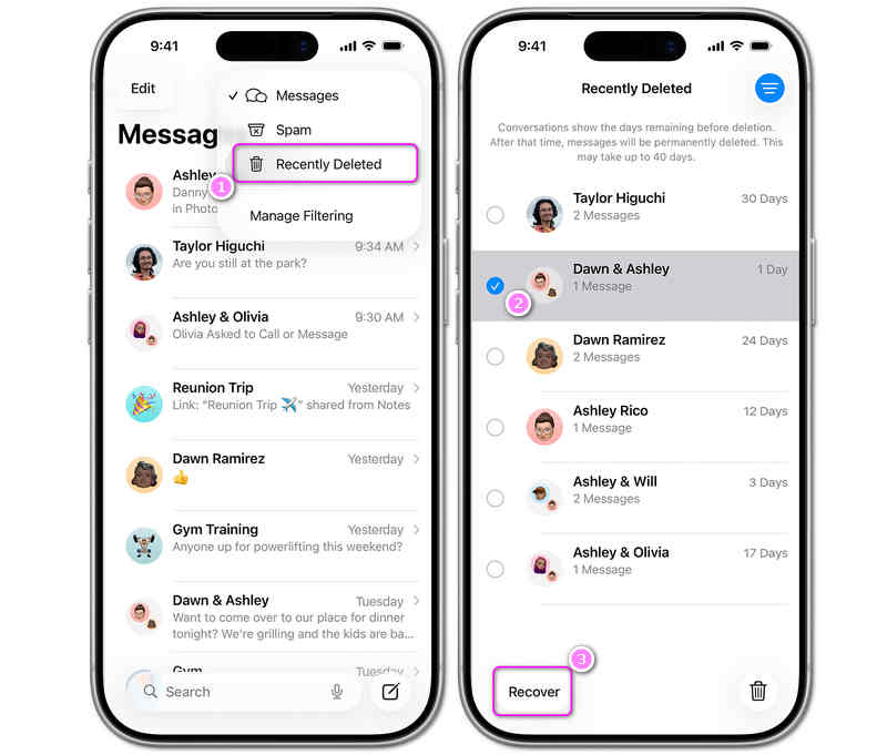 Find Deleted Messages on iPad in Recently Deleted