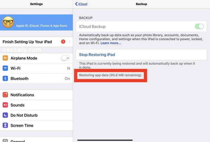 iCloud Backup History