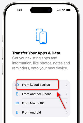 Ripristina da un backup iCloud