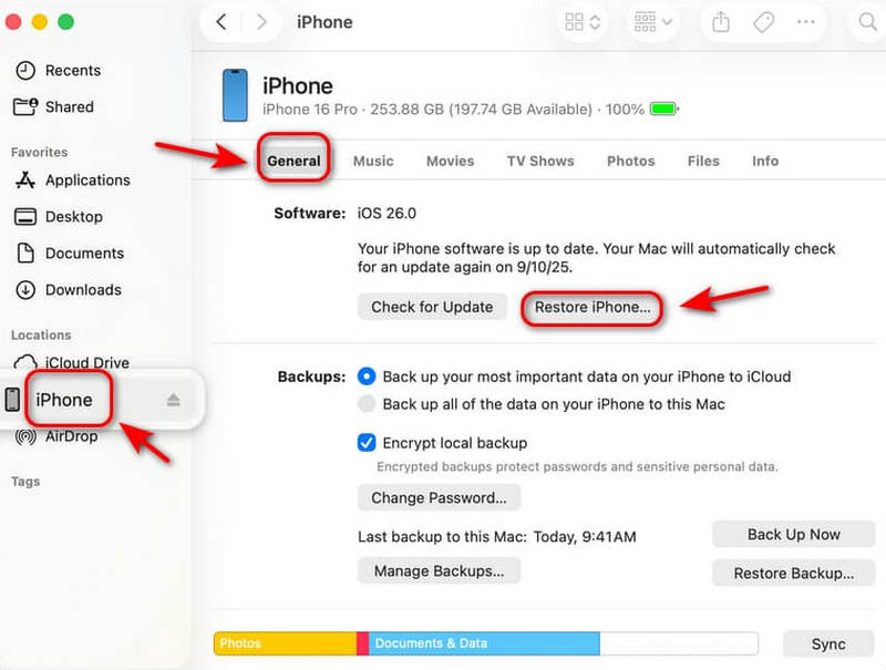 Ripristina da un backup di iTunes