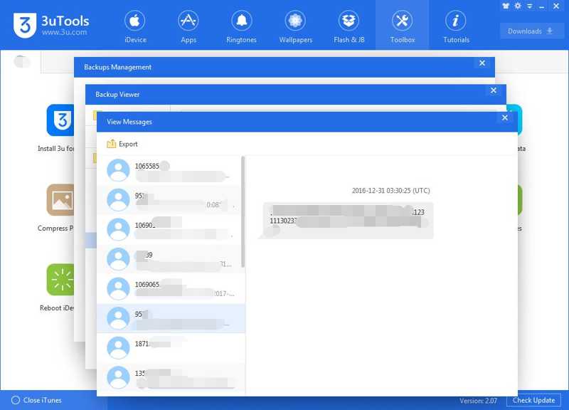 Просмотреть SMS 3uTools