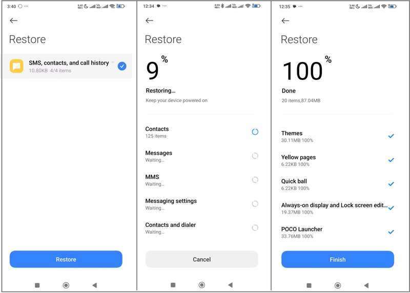 Restaurar backup de contatos