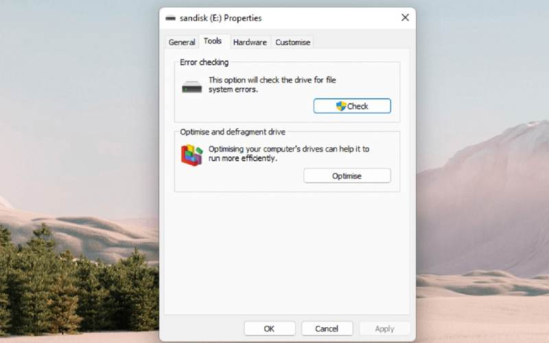 Εκτέλεση εργαλείου ελέγχου δίσκου