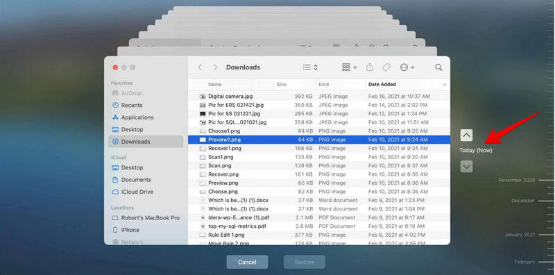 Time Machine stellt gelöschte Audiodateien wieder her