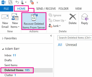 Gelöschte Outlook-E-Mails vom Server wiederherstellen