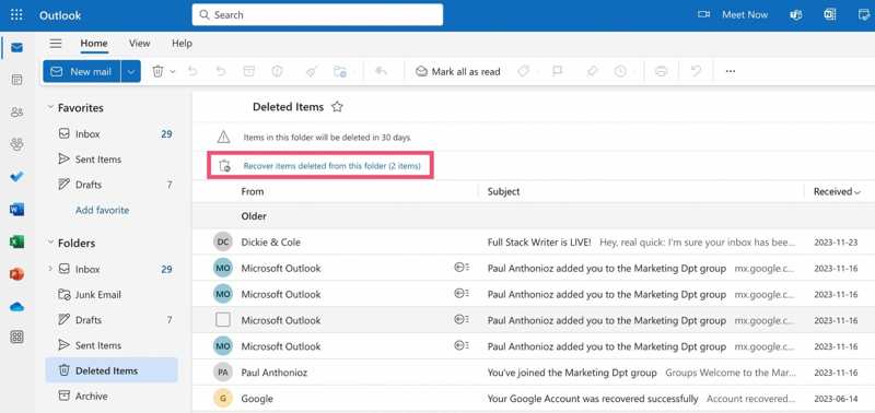 Recoverable Items Outlook