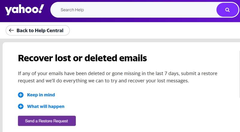 Yahoo-Wiederherstellung