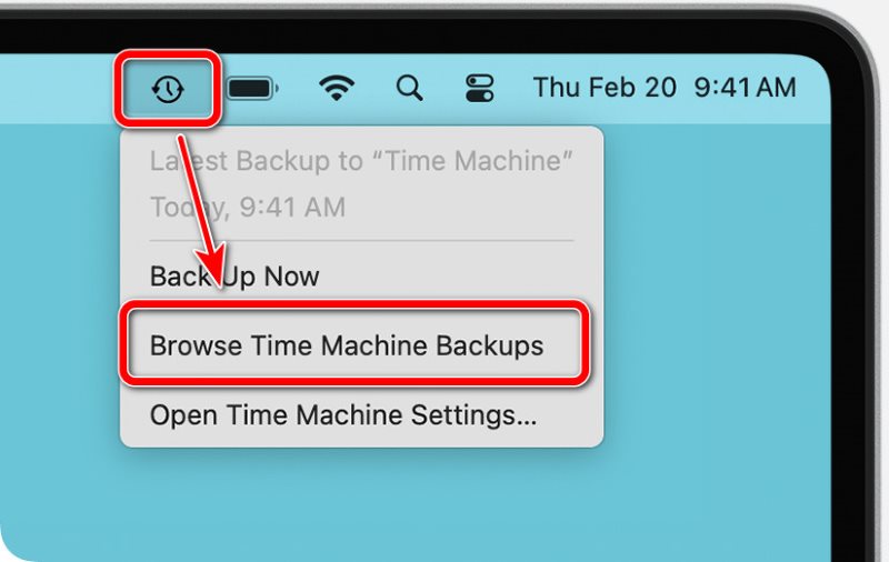 Sfoglia i backup di Time Machine