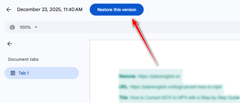 Restore This Version