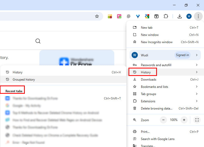 Törölt előzmények ellenőrzése szinkronizált eszközökön