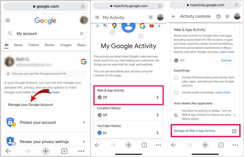 Gjenopprett historikk Google-aktivitet