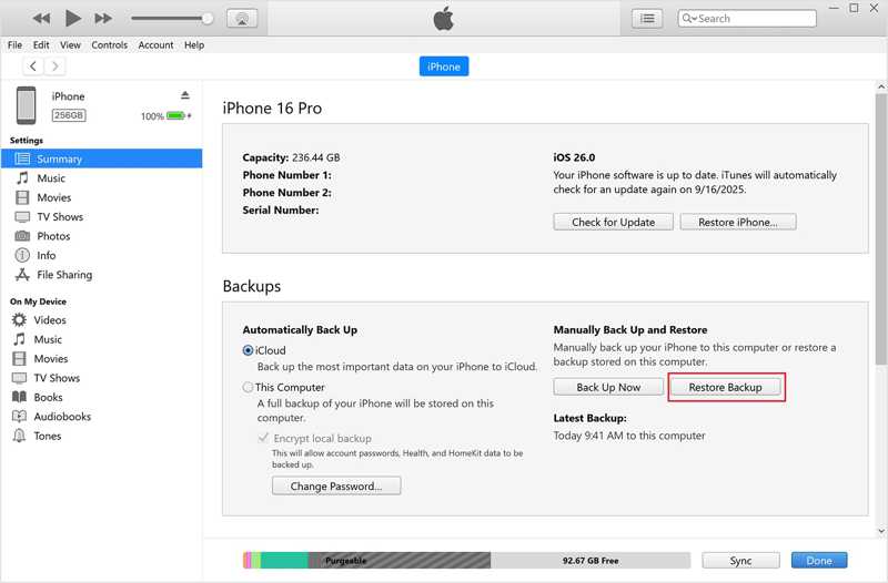 Obnovení iTunes
