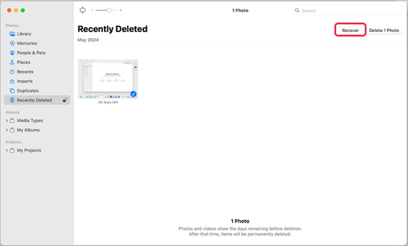 Application de récupération de photos supprimées