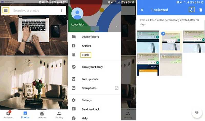 Fotó helyreállítása a Google Fotókban