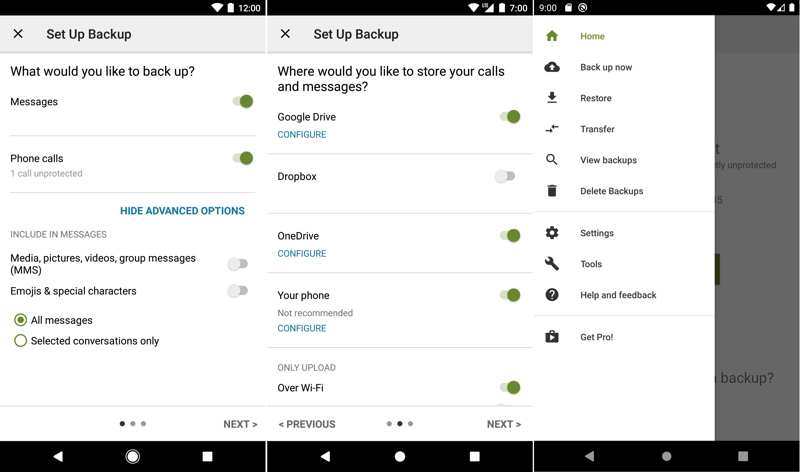 SMS-varmuuskopiointi ja palautus
