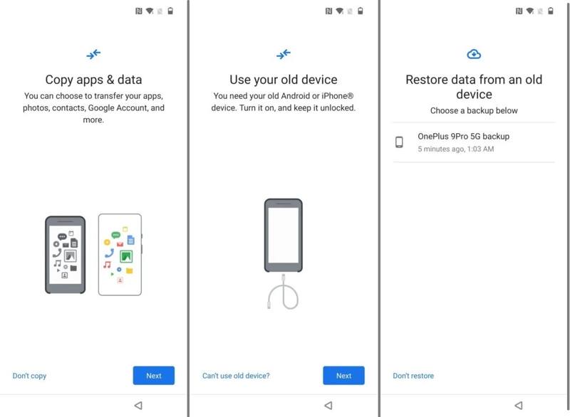 Gjenopprett Google Backup