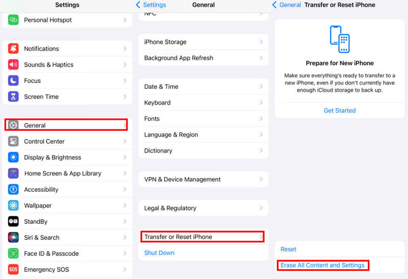 清除所有内容和设置
