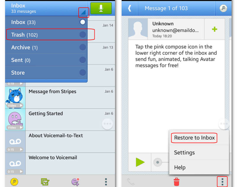 Samsungのボイスメールを復元する