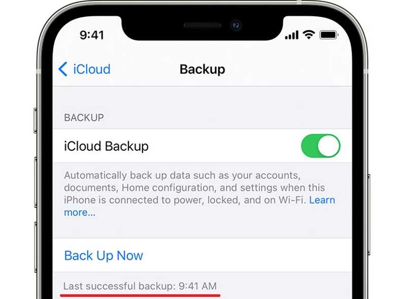 Sjekk iCloud Backup
