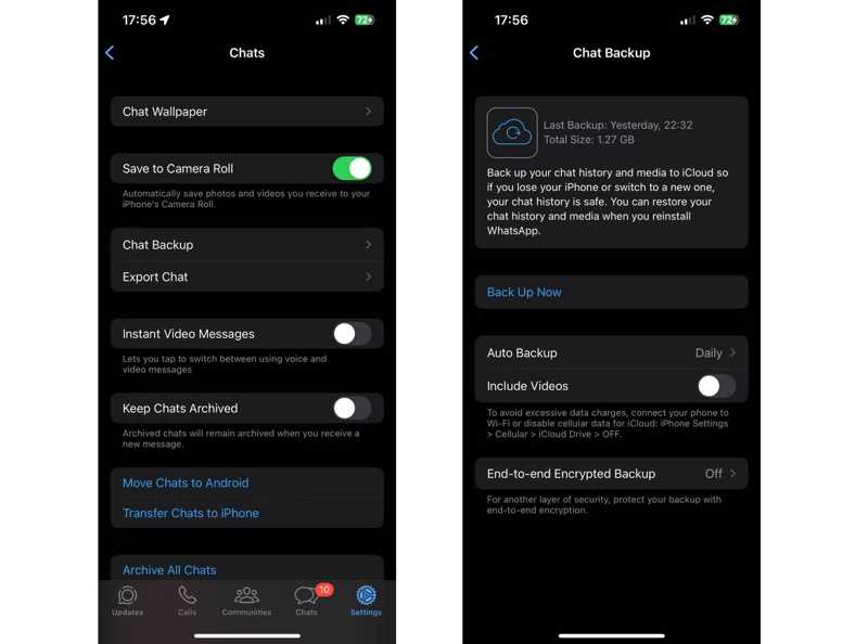 Kontrollera Whatsapp-säkerhetskopia