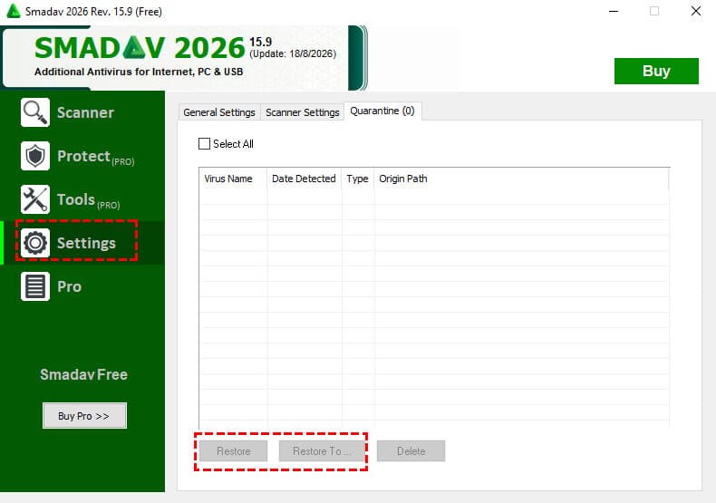 Samdav Settings Restore