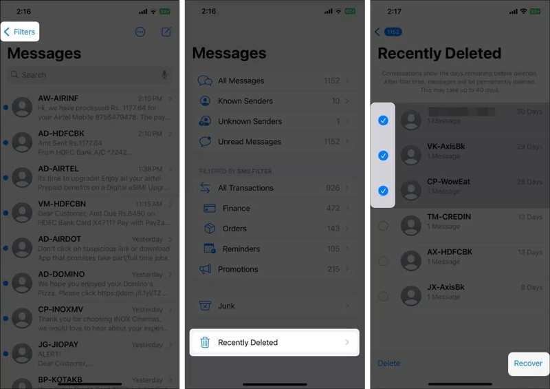 Récupérer les iMessages récents