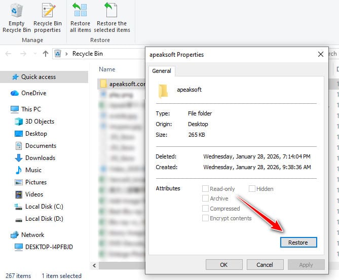 Återställ från Windows