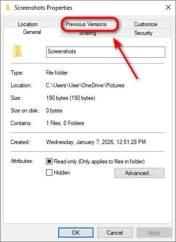 Visszaállítás az előző verzióból