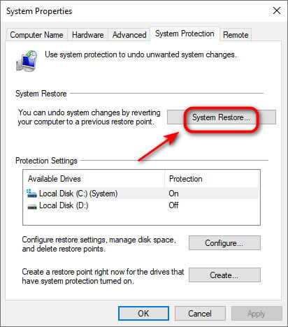 Visszaállítás a rendszertárolóval
