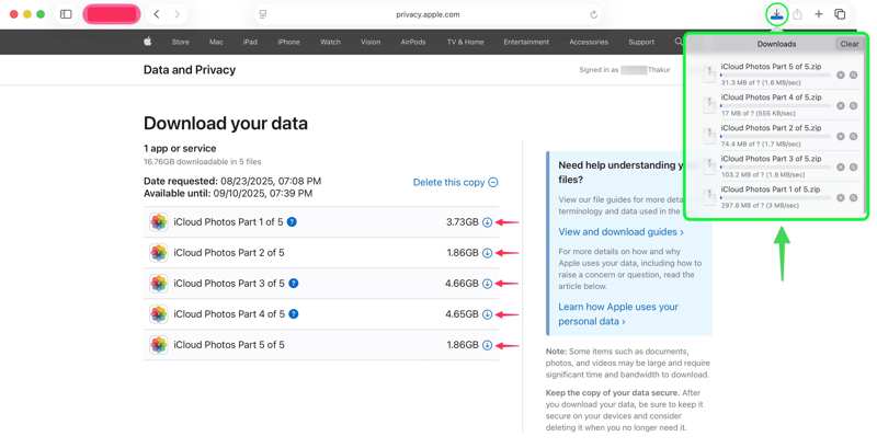 Télécharger les photos iCloud