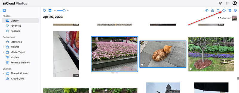 Stahování fotografií z webového iCloudu