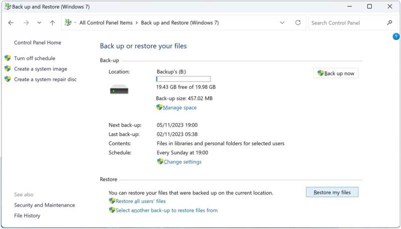 Click Restore My Files
