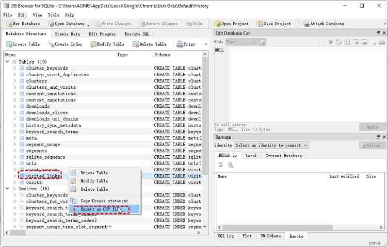 Export Chrome Visits
