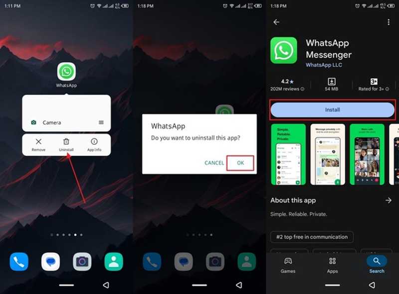 Απεγκαταστήστε το WhatsApp