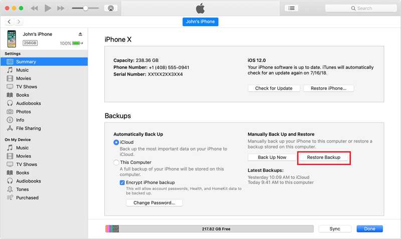 Restore Voice Memos on iPhone from iTunes Backup