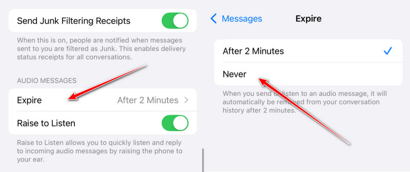 Stel de vervaldatum in op Nooit