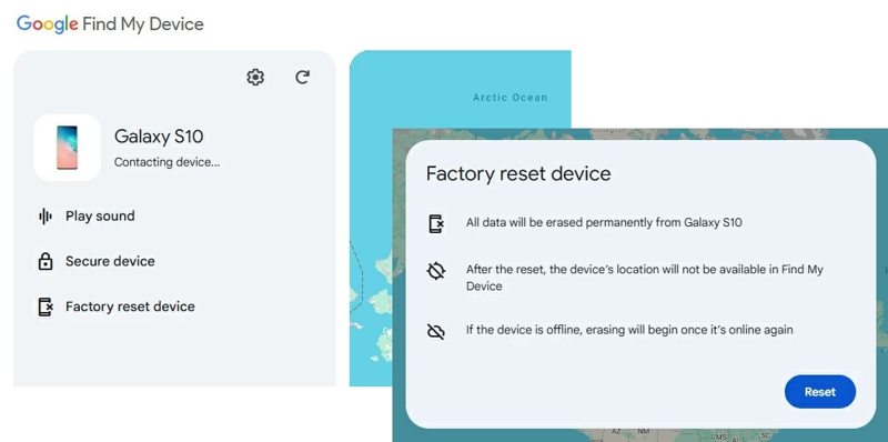 Restablecimiento de fábrica del dispositivo por parte de Google