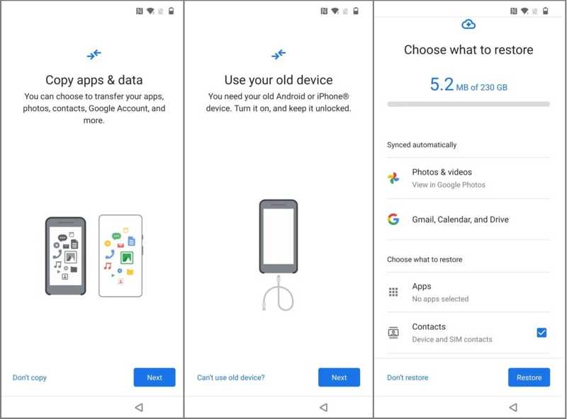 Restore Google Backup