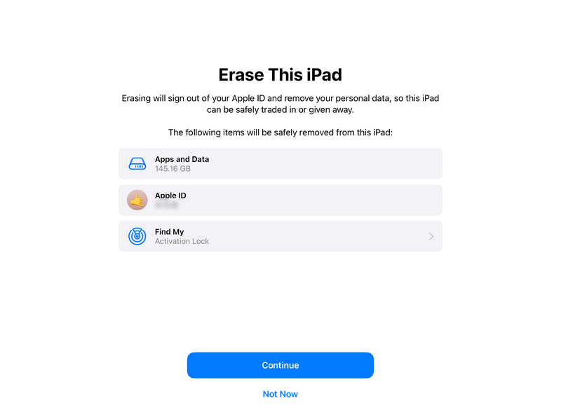 このiPadを消去