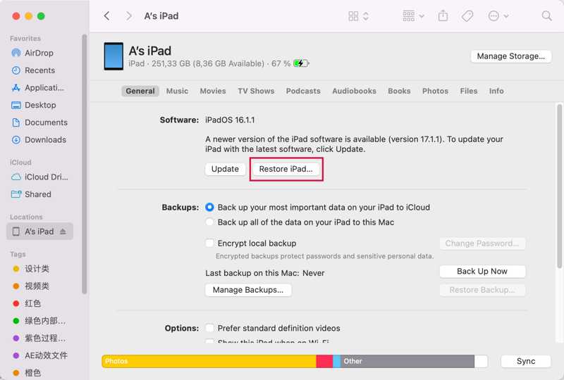 Restore iPad Mac