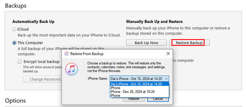 Återställa Backup