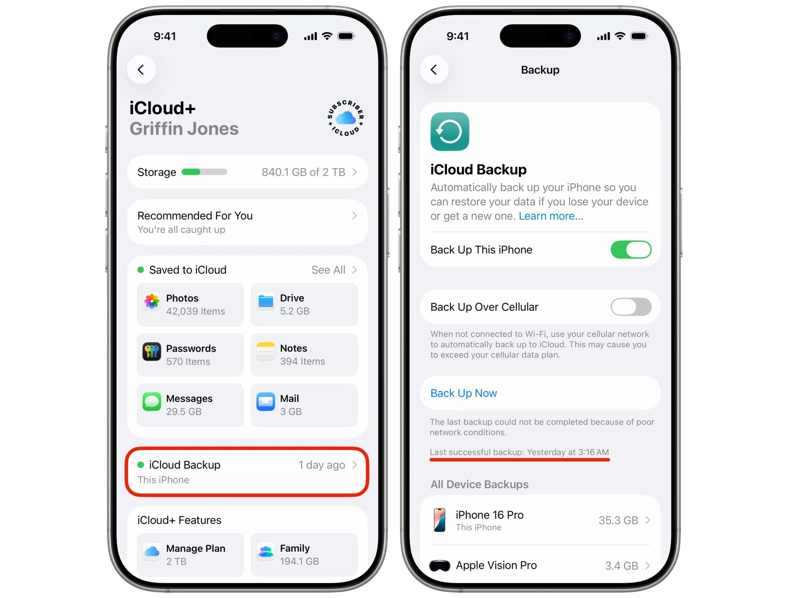 iCloud varmuuskopiointi