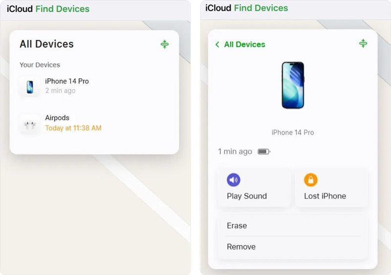 iCloud Etsi iPhoneni -verkkoselain