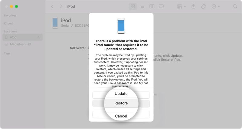 Macos Monterey Finder Wiederherstellungsmodus iPod Touch