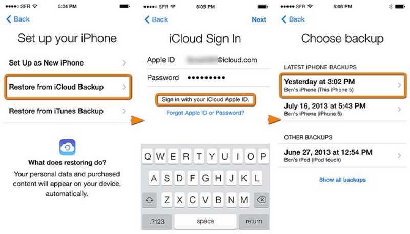 iPod iCloud-Backup wiederherstellen
